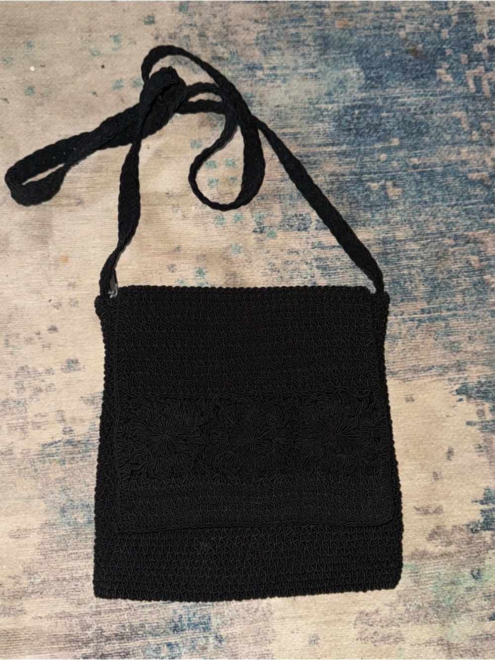 Black Woven Crossbody Bag - Unbranded